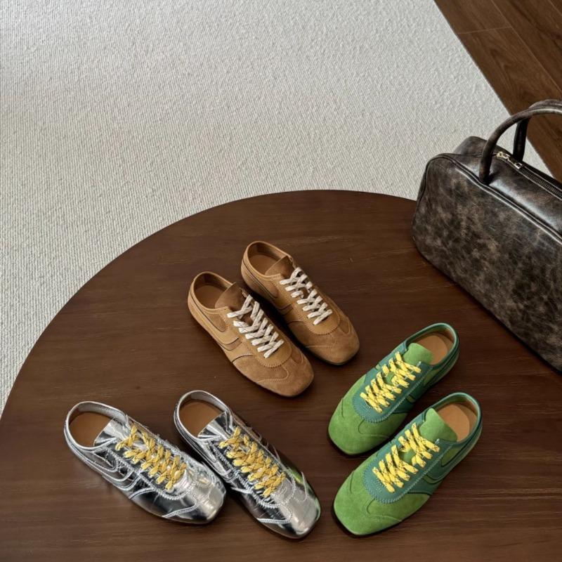 Leather casual versatile sports shoes retro lace-up niche low-top women's shoes soft soles are not tired