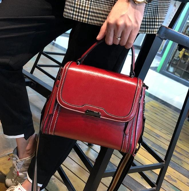 Female Retro Messenger Shoulder Bags Women Luxury Designer Oil Wax Cowhide Leather Handbags Lady Commuter Handbill Crossbody Bag