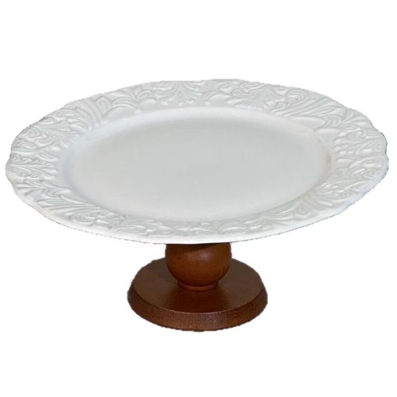 Ruhan Retro Rattan Flower High-Footed Dinner Plate Set