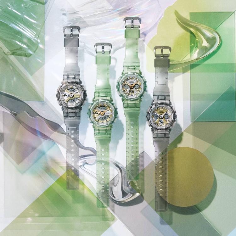 Casio G-Shock Tek Boynuzlu At Parlayan Su Geçirmez Spor Kuvars Saat Kadın saatleri Yeşil GMA-S120GS-3A