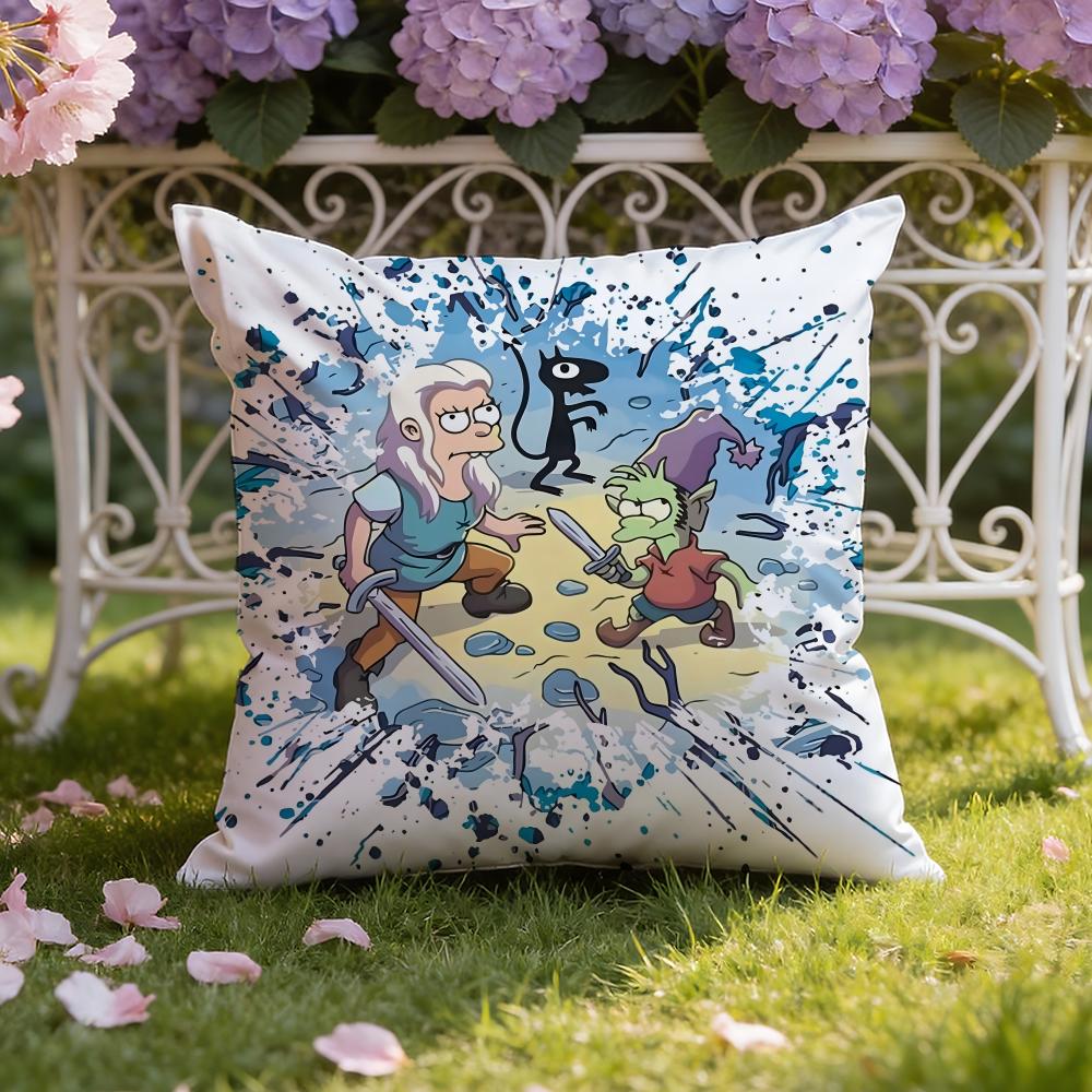 Anime D-DisenchantmentS Cushion Cover Home & Car Dual-Scene Pillow Cover: Reversible for Premium Comfort