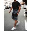 Fashionable new men's summer letter gradient print comfortable breathable round neck T-shirt shorts set outdoor casual clothing