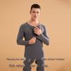 Women's Thermal Down Skincare Underwear Set - Autumn/Winter Round Neck Top & Bottom for Couples