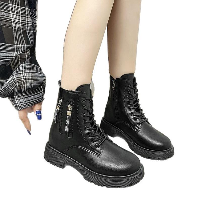 Martin Boots, New Women's Boots, Thick-soled Side Zipper Single Boots, Cotton Boots, Short Boots, Women's Shoes