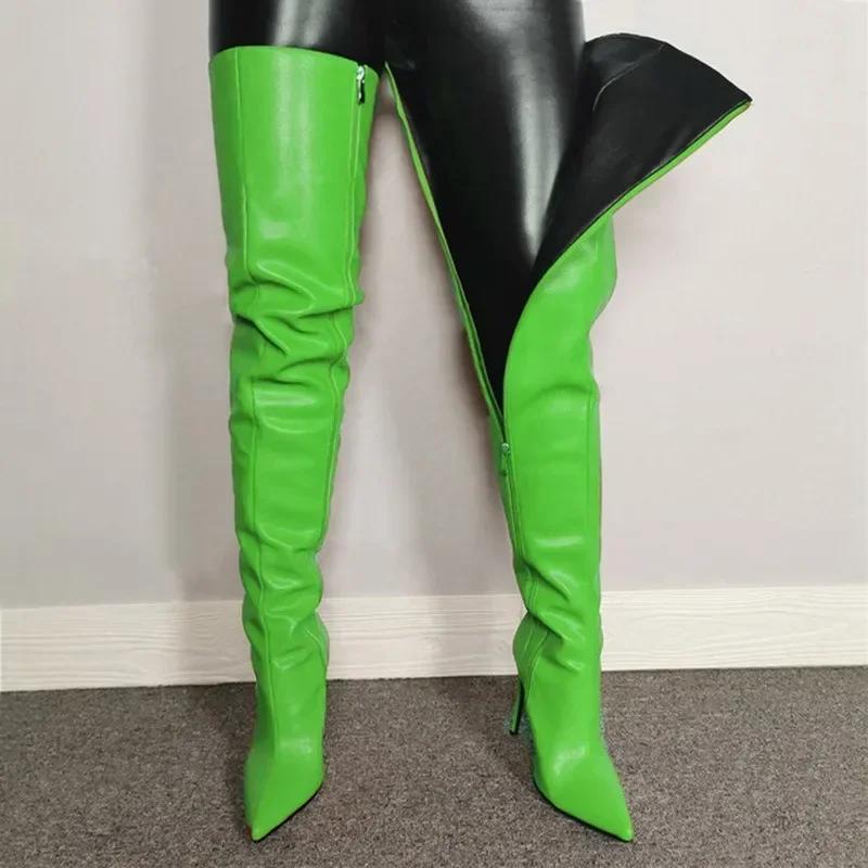 Fashion Women's Boots Over The Knee Punk Style Fashionable Boot Stiletto Autumn and Winter Women Sexy Pu Side Zipper Women Shoes