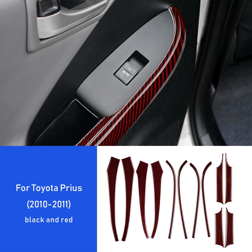 Real Soft Carbon Fiber For Toyota Prius 2010 2011 Door Window Switch Button Interior Trim Panel Car Sticker Accessories.