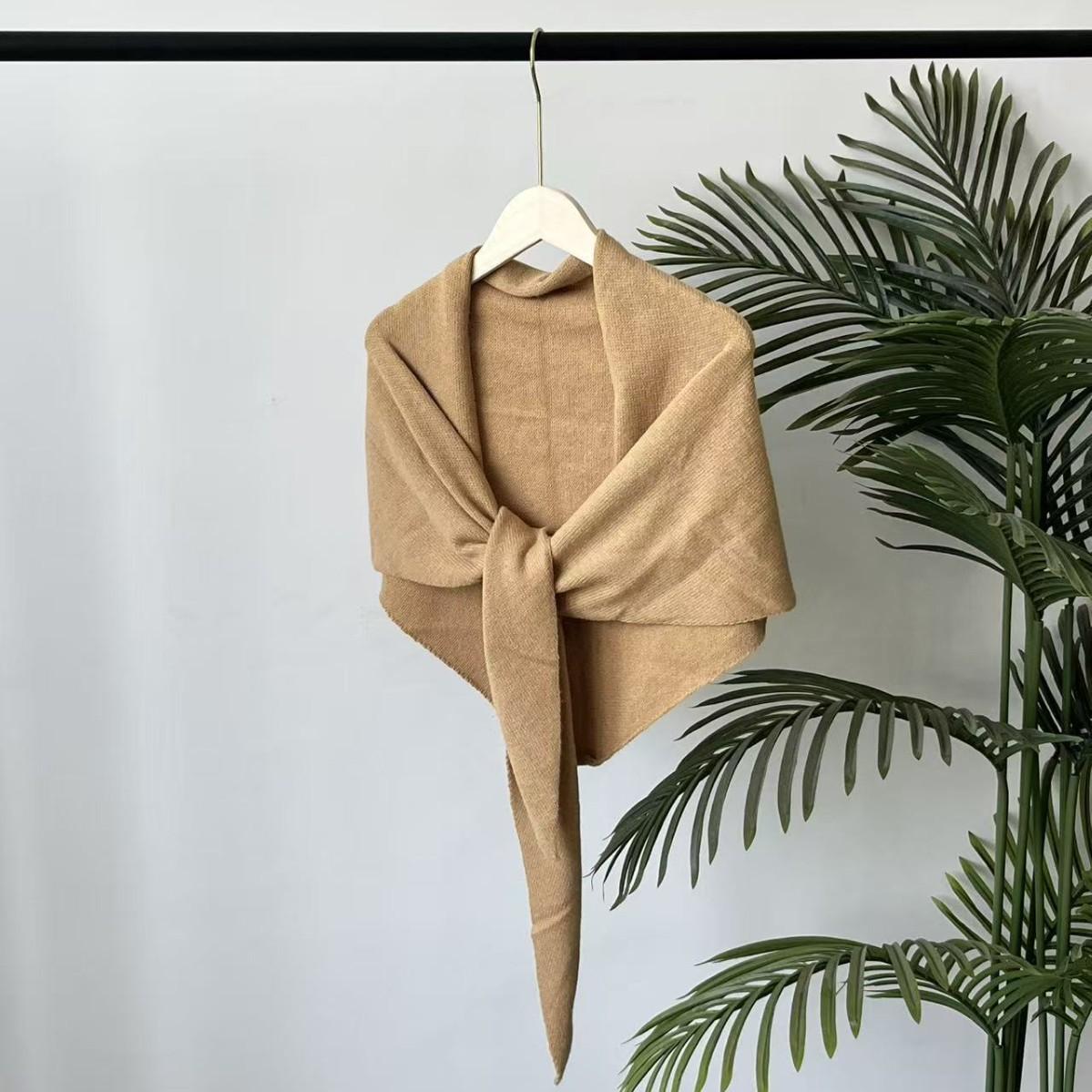 

Korean Style Lazy Style Wool Triangle Scarf for Women Autumn and Winter Neck Protection Warm Scarf Solid Color Large Shawl Air Conditioned Room Shawl