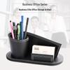 Korean Creative Leather Pen and Business Card Holder - Integrated Office Desktop Storage Box for Students