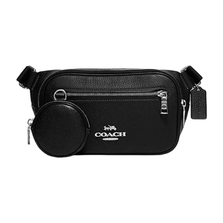 

Coach Elise 23 Letter Logo Zipper Classic Monogram Leather Crossbody Bag Men bags Black CJ507-SVDTV Basic Set (Bag+Dust Bag)