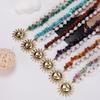 Bohemian Pearl Chip Beaded Sunflower Choker Necklace In Two-Tone Stainless Steel