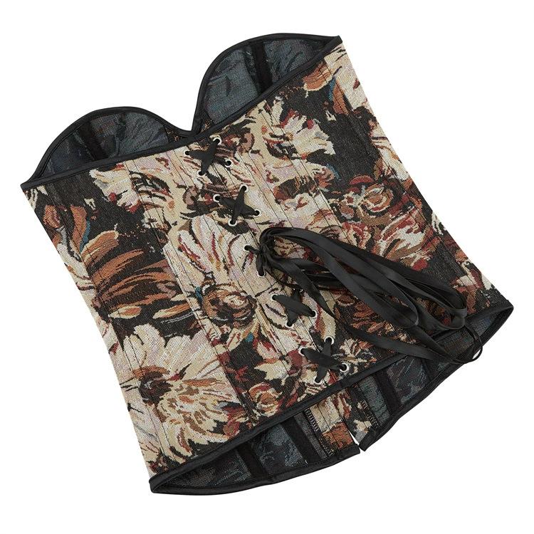 JYL TS coffee colored petal painted palace corset, beauty body support, chest shaping clothing