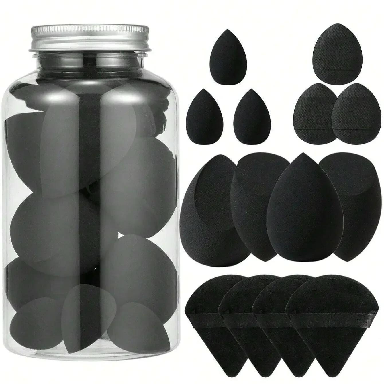 

12/14 шт. спонж для макияжа, блендер, бьюти-яйцо, спонжи для тональной основы с бутылочкой для хранения, пуховки для косметики, аксессуары для макияжа