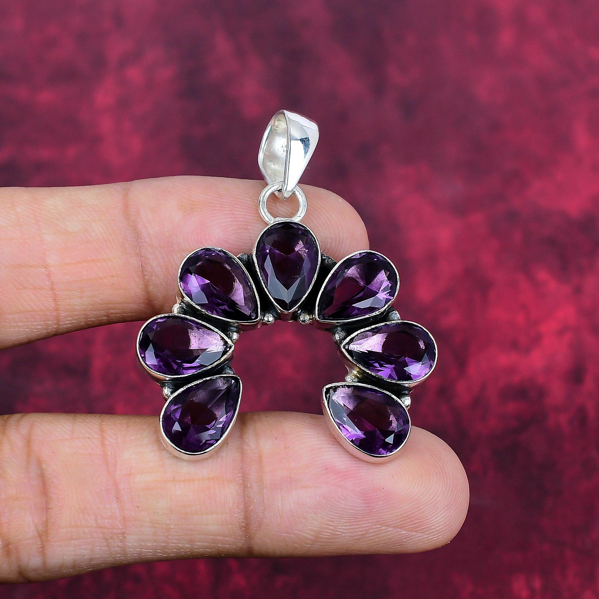 

Amethyst Pendant Gemstone Jewelry, 925 Solid Sterling Silver Pendant, Gift For Women Handmade Pendant