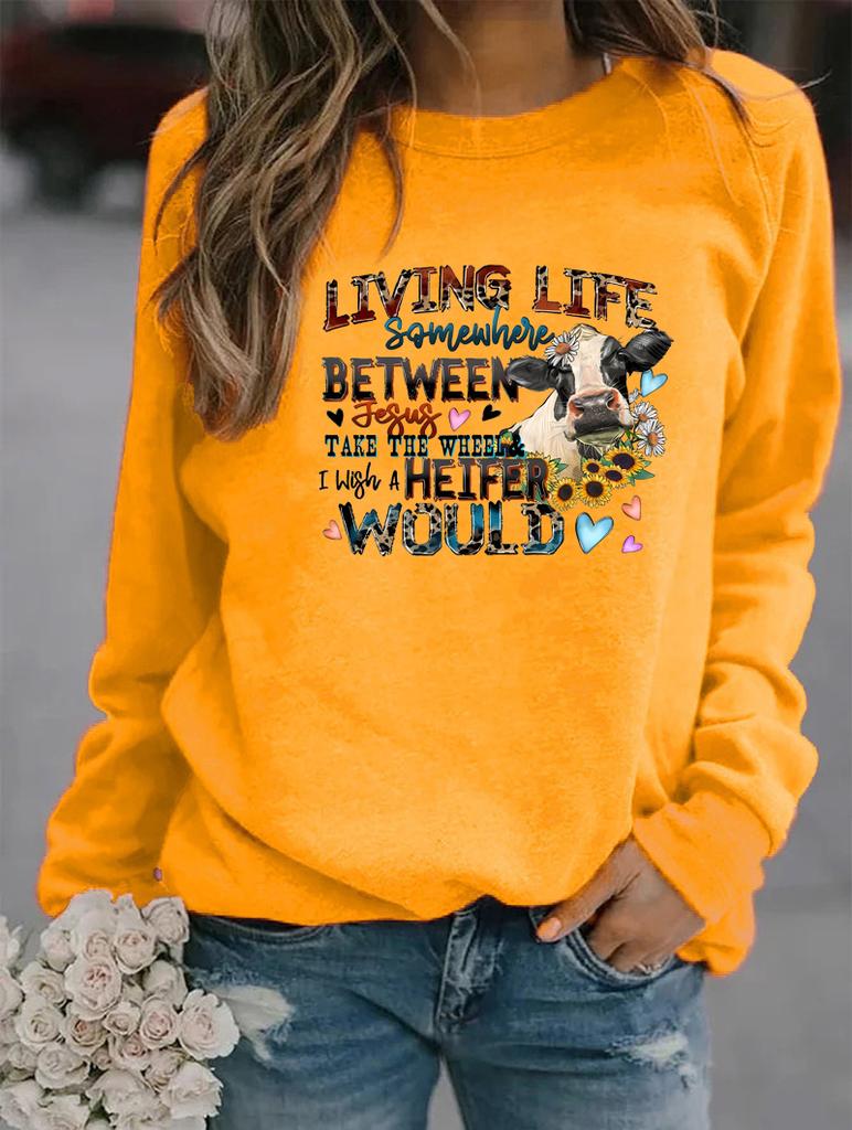 Stay Warm and Trendy this Winter with a Round Neck Sweatshirt for Women, Featuring Multiple Stylish Patterns