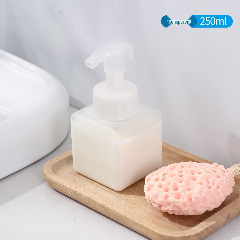 

Прозрачный квадратный флакон-дозатор для пенного мыла для рук с помпой