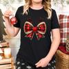 Weihnachtsschleife Kreativ Bedruckt Trendig Baumwoll-Top Lässige Sportbekleidung Locker Damen-T-Shirts Damen