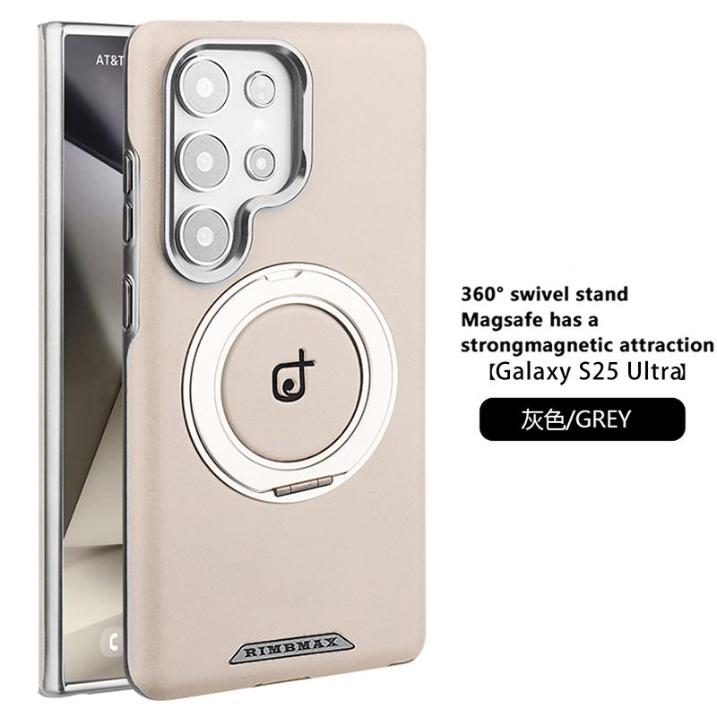 

Для Samsung Galaxy S25 S24 S23 Plus Ultra Чехол Матовая Кожа Микрофибровая Подкладка 360° Вращение Металлическая Подставка Полностью Задняя Мягкая Крышка Artificial leather&Galaxy S25