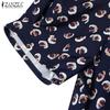 ZANZEA Women Casual V-Neck Summer Short Sleeve Print Dress