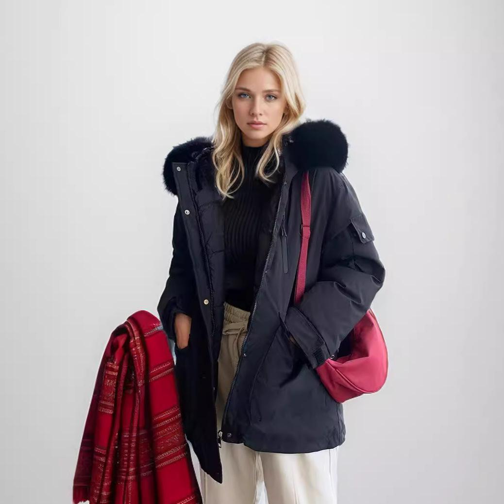 GMXIA женские винтажные повседневные однотонные куртки и пальто с капюшоном на осень — фото 8