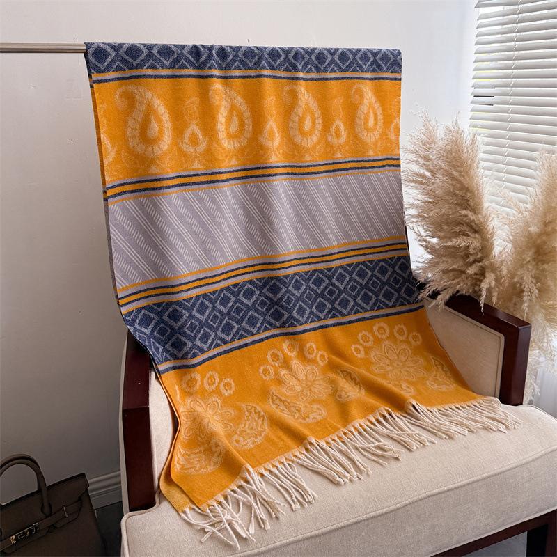 Fashion Cashmere Scarf Warm Winter For Elegant Women Korean Style Print Double Sided Wraps Neckerchief Shawl Scarves