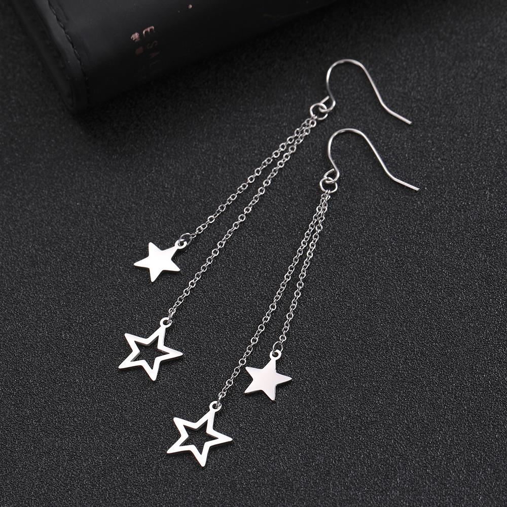 

Teamer Star Moon Pendant Tassel Earrings Stainless Steel Dangle Earrings Women Girls Korean Trendy Jewelry Valentine s Day Gift