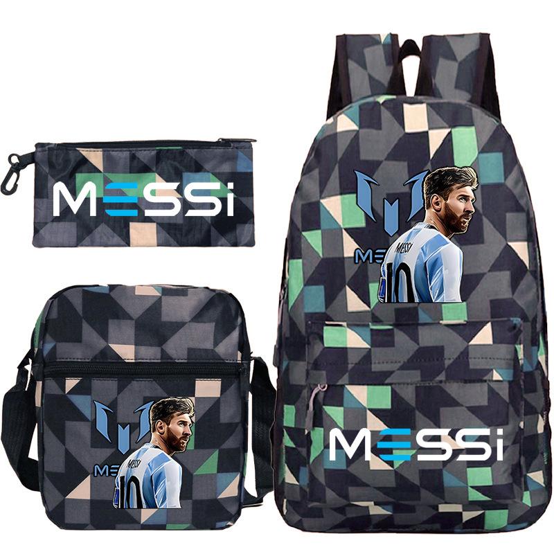 Football Player Peripheral Printing Primary And Secondary School Schoolbag Three-Piece Children'S Backpack
