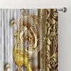 2pcs Golden Peacock Curtain Study Room Kitchen Living Room Rod Pocket Top Window Drap Bedroom Accessories Room Decor Home Decor