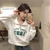 Women's Petite Half-Zip Polo Collar Sweatshirt - American Retro Style for Spring and Autumn
