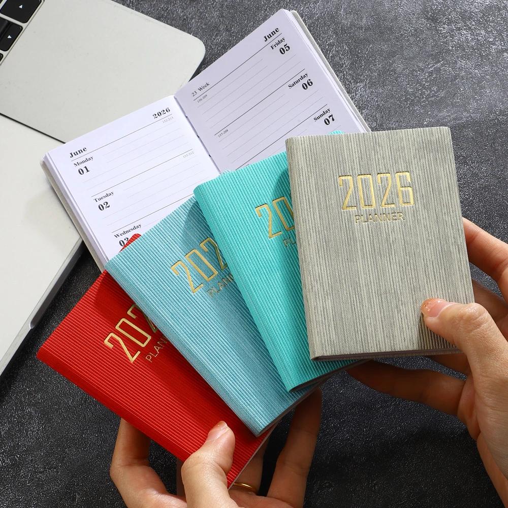 A7 specification 2026 English planner book, mini portable pocket daily schedule book, 64 sheets 128 page thin weekly calendar