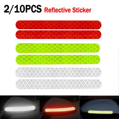 2/10Pcs Car Exterior Reflector Sticker Reflective Warning Strip Tape Secure Warning Anti-collision Reflector Stickers Decals
