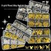 Gold & Silver Starburst Bow & Butterfly Alloy Nail Stickers - 6 Grid Box