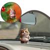 2D Car Cute Cat-Shaped Pendant  Interior Mirror Hanging Keychain Realistic Animal Rearview Car Schoolbag Decor Accessories