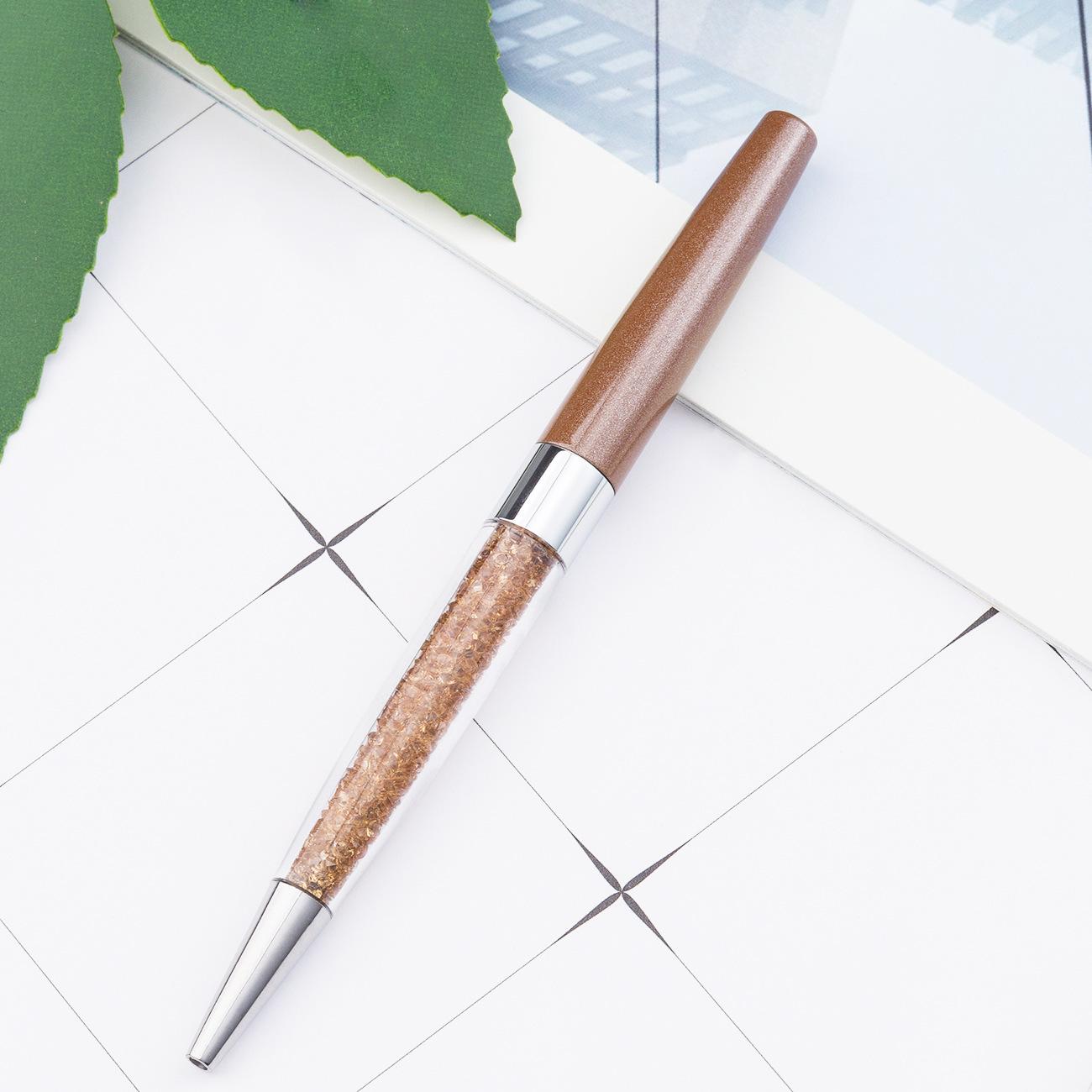 

1 шт. креативная кристальная шариковая ручка канцелярские принадлежности для офиса и школы вращающийся металлический роскошный бренд высококачественный ролик розовое золото Ink Color:Black