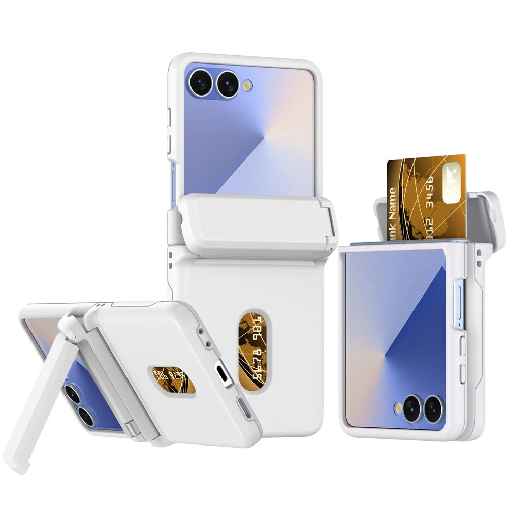 KEYSION Shockproof Case for Samsung Z Flip 7 6 5 5G Hard PC With Hinge Kickstand Card Slot Phone Cover for Galaxy Z Flip 5 6 7