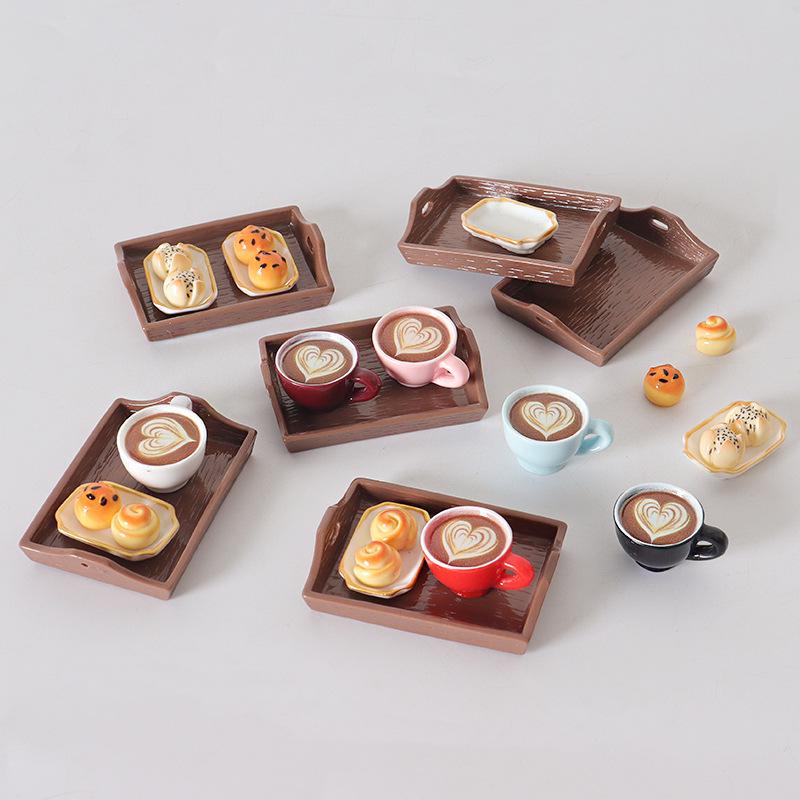 Miniature Pastry Models & Coffee Cup Ornaments for Dollhouse Scene Decorations