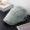 New Spring And Autumn Line Embroidery Denim Forward Hat Hat Men'S And Women'S Fashion Short Brim Sunshade Newsboy Cap Gorras