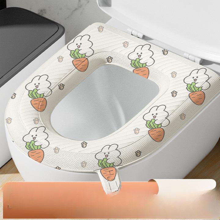 

Мультяшный коврик для унитаза из ЭВА, летний, четыре сезона, универсальный, большой, бытовой, грязеотталкивающий, паста, чехол для сиденья, водонепроницаемая подушка для сиденья с принтом Bunny [handle]