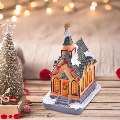 Light Up Christmas Village House Decoration Building Figurine Micro Landscape Home Decor