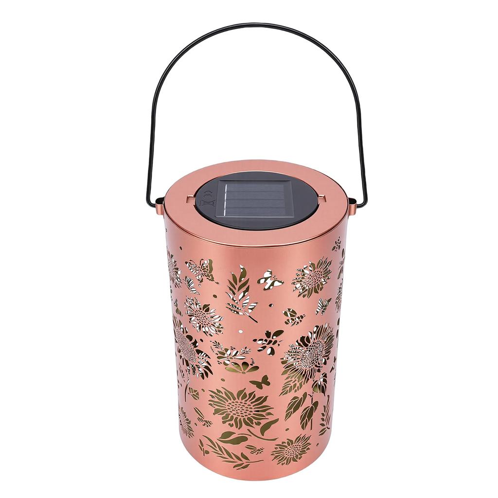 Solar Hollowed Out Hanging Light Metal Sunflower Hanging Solar Lantern for Garden Patio Yard