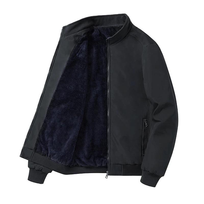 Men's Jacket Winter Plus Velvet Thick Jacket Middle Aged and Elderly New Autumn Men's Korean Version Slim Fit Baseball Jacket