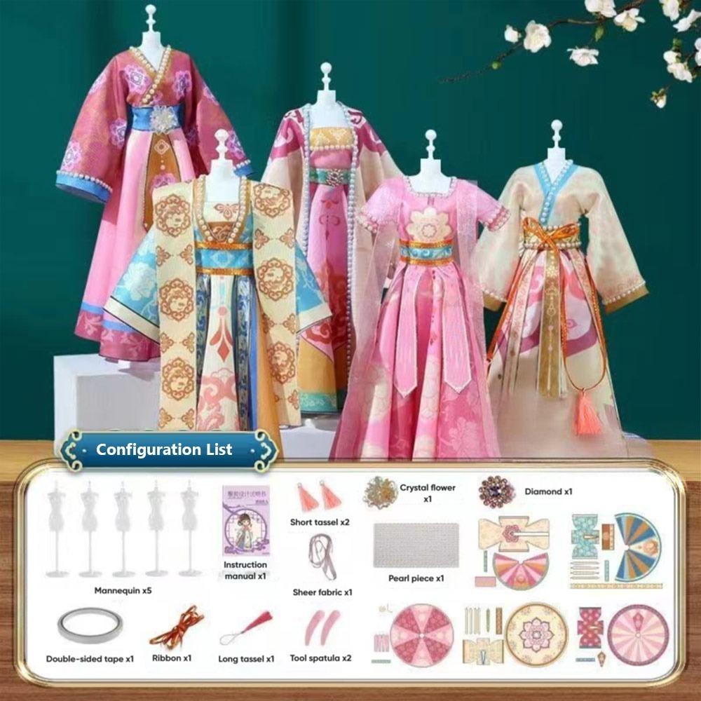 

Багатоколірний DIY Одяг Ханфу Іграшка з 5 Моделями Ляльковий Одяг Ханфу Креативний Набір Лялькового Одягу Подарунок Express Box