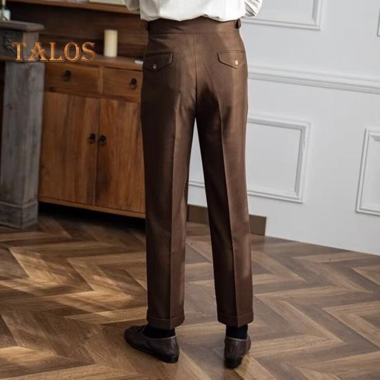 Pantalon de costume pour homme, fermeture éclair, taille réglable, coupe droite, style anglais, couleur unie, ample, formel, style professionnel, tenue de bureau
