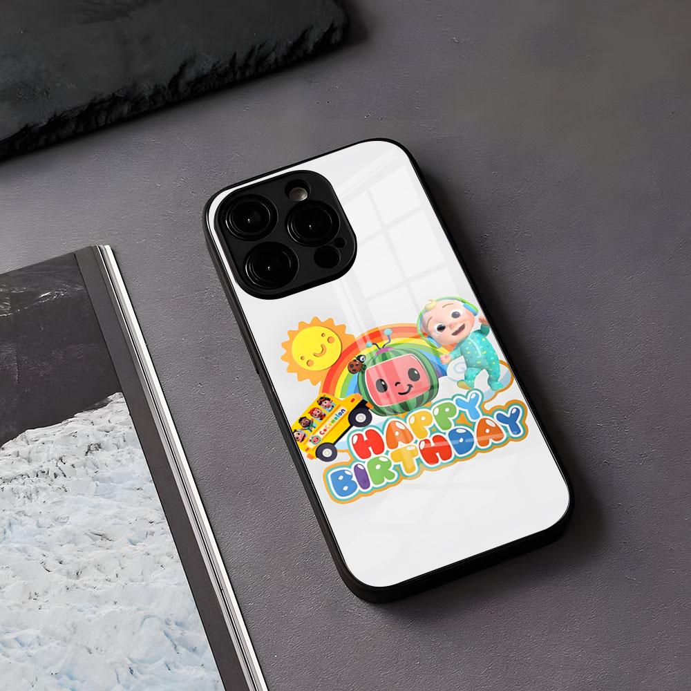 

C-CoComelonS Phone Case For IPhone 17 Air 16 E Pro Max 15 14 13 Mini 12 Pro 11 Max Plus Black Glass Cover iPhone 15
