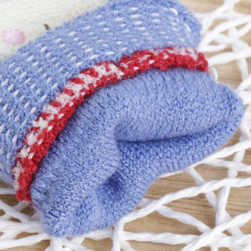 Gloves Winter Half-finger Flip Boys and Girls Five Fingers Leaking Fingers Half-cut Wool Knitted Anti-eating Children's Models