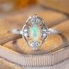 Jemné oválné kameny bílý modrý opál zásnubní prsteny pro ženy vintage móda stříbrná barva snubní prsten dárek ke Dni matek