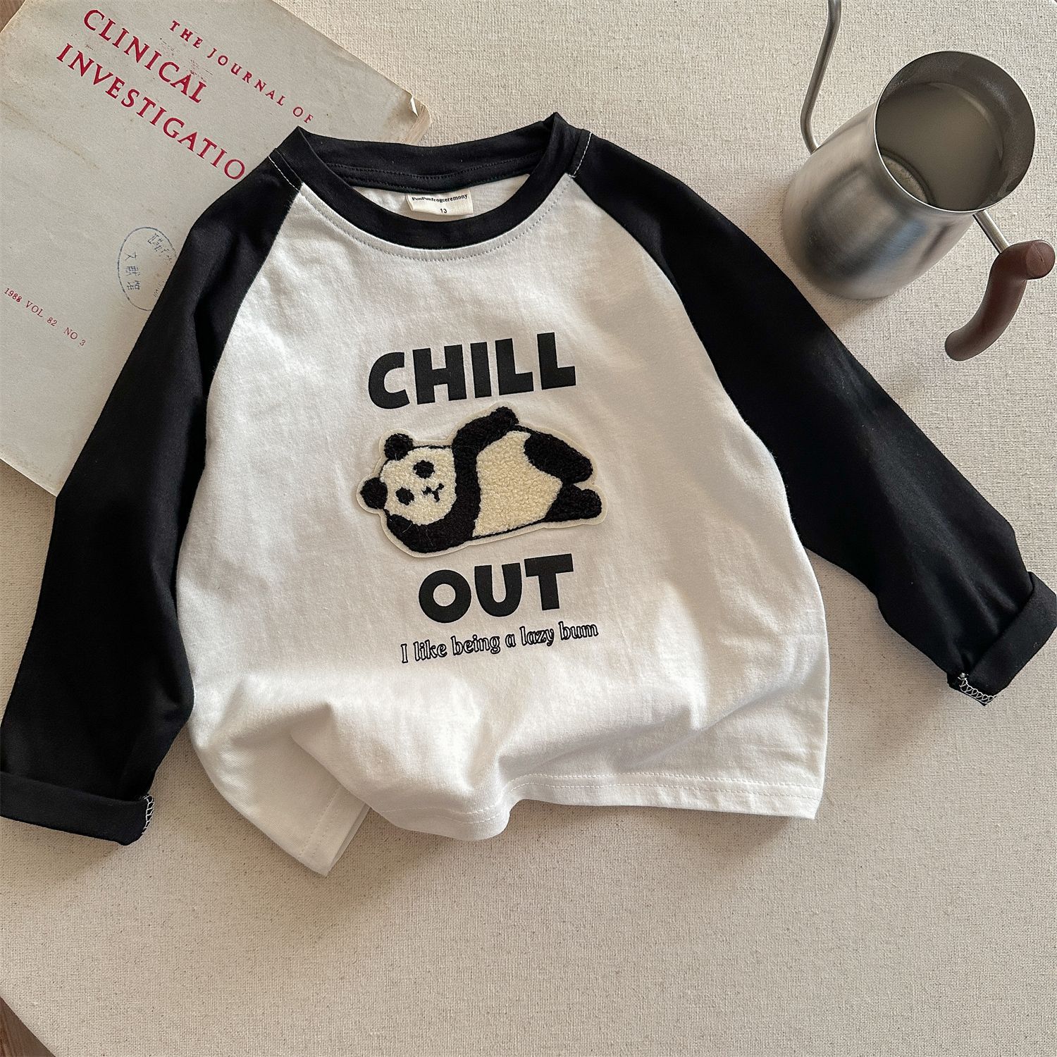 Boys Long Sleeve Cotton T Shirt with Cartoon Embroidery for Spring Autumn Comfortable Top 90