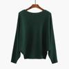 Autumn Batwing Long Sleeve Knitted Sweater Casual Slash Neck Solid Warm Pullover Fashion 18 Colors Loose Jumpers Tops