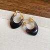 Retro Oval Resin U-shaped Ear Buckle Design Fashion Hoop Earrings Light Luxury Temperament  Accessories for Women