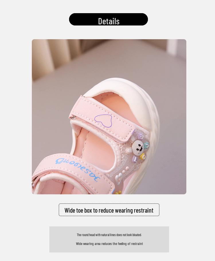 2026 Summer Girls' Cartoon Velcro Sandals: Soft, Non-slip Toddler Princess Shoes