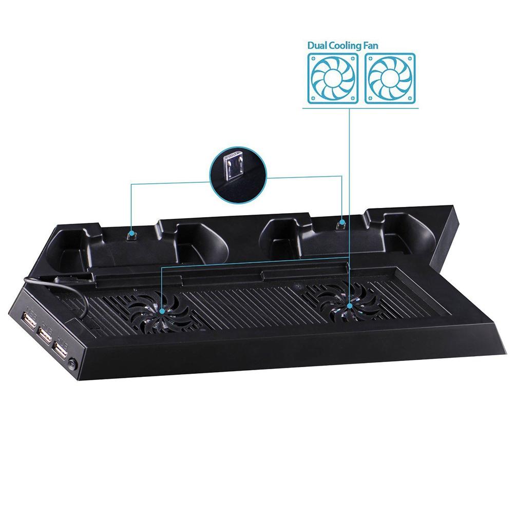 PS4 Cooling Station Vertical Stand with 2 Cooler Fan 3 USB HUB and 2 Controller Charging Dock for Sony Playstation 4 Accessories